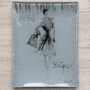 Light Blue Glass and Felt Trinket Tray